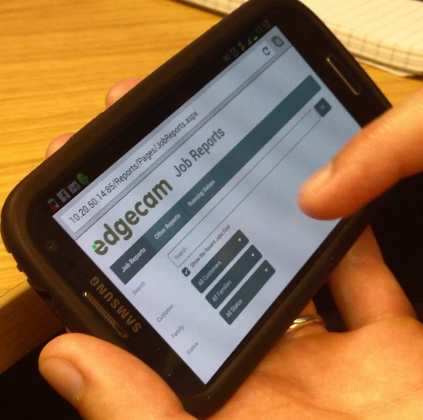 EDGECAM Live Job Reports dashboard